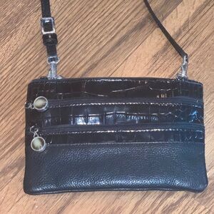 Brighton Vintage Zippered Small Crossbody Handbag in Black